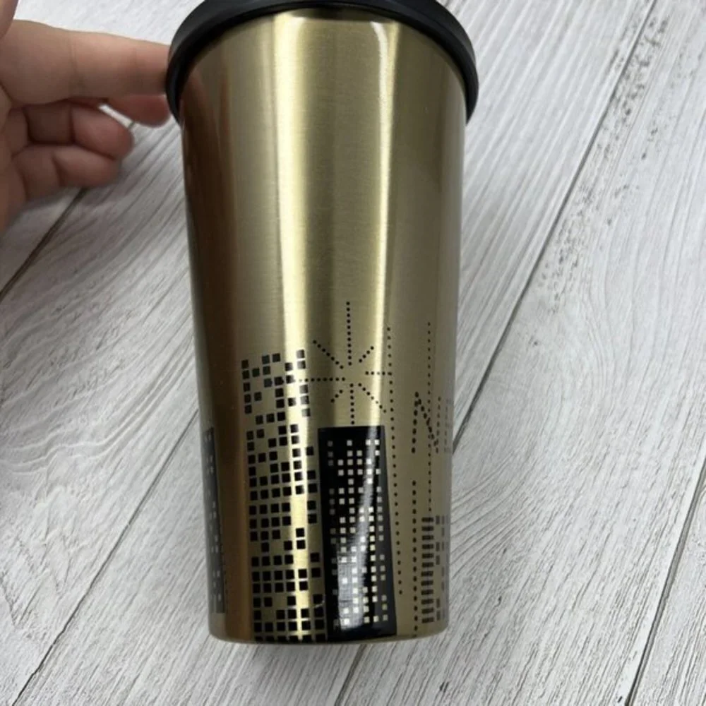 Starbucks New York City Times Square NYC Gold Stainless Steel‎ Tumbler Cup 16 oz - Picture 2 of 6